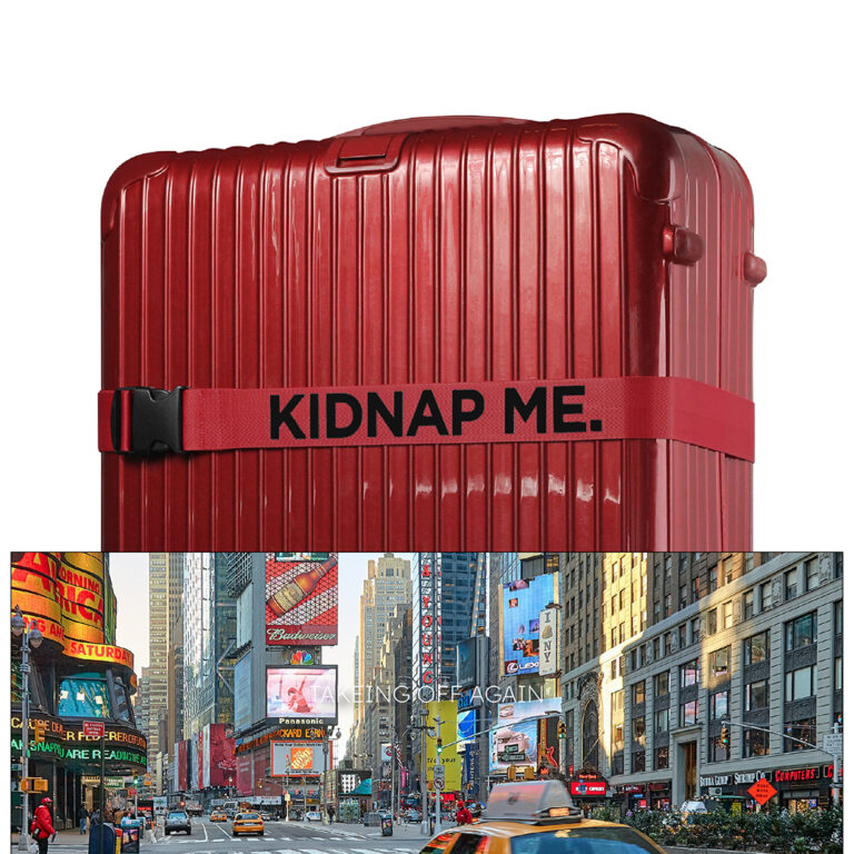 สายรัดกระเป๋า หัวดำ สีแดง ทำชื่อได้ Kidnap Me