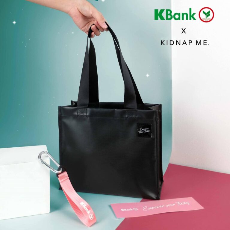 รับผลิตกระเป๋าผ้าใบ ธนาคารกสิกรไทย X KIDNAP ME